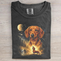 Dachshund Howling to The Moon Vintage T-shirt