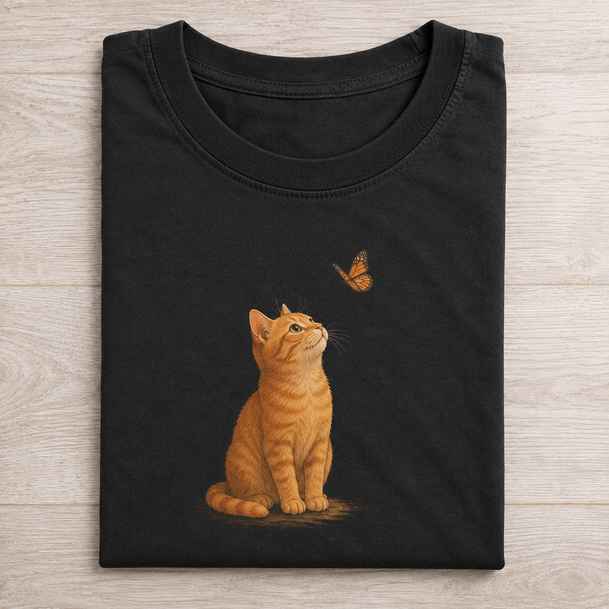 Orange Cat Butterfly Moment T-shirt