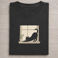 Black Cat Window Stretch T-shirt