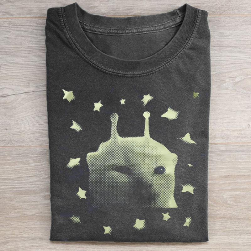 Y2k Alien Cat meme T-shirt