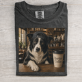 Cute Border Collie Cozy Coffee Scene T-shirt