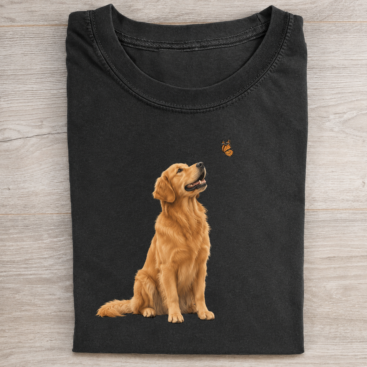 Golden Retriever Butterfly Graphic T-Shirt