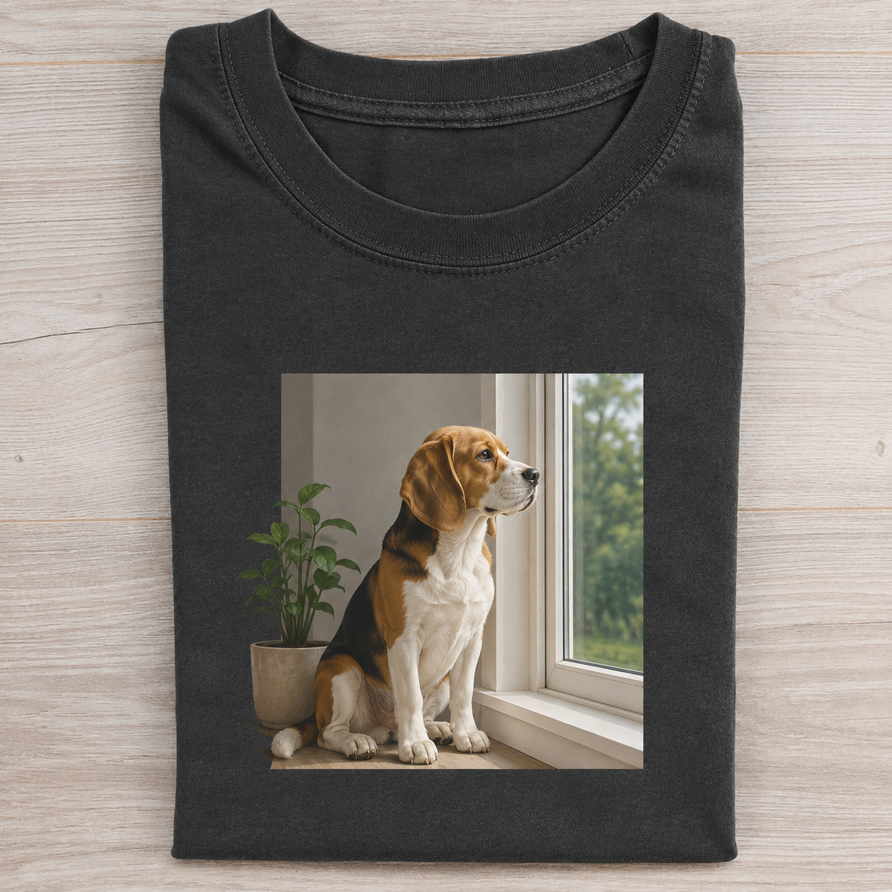 Beagle Window Daydream Graphic T-Shirt
