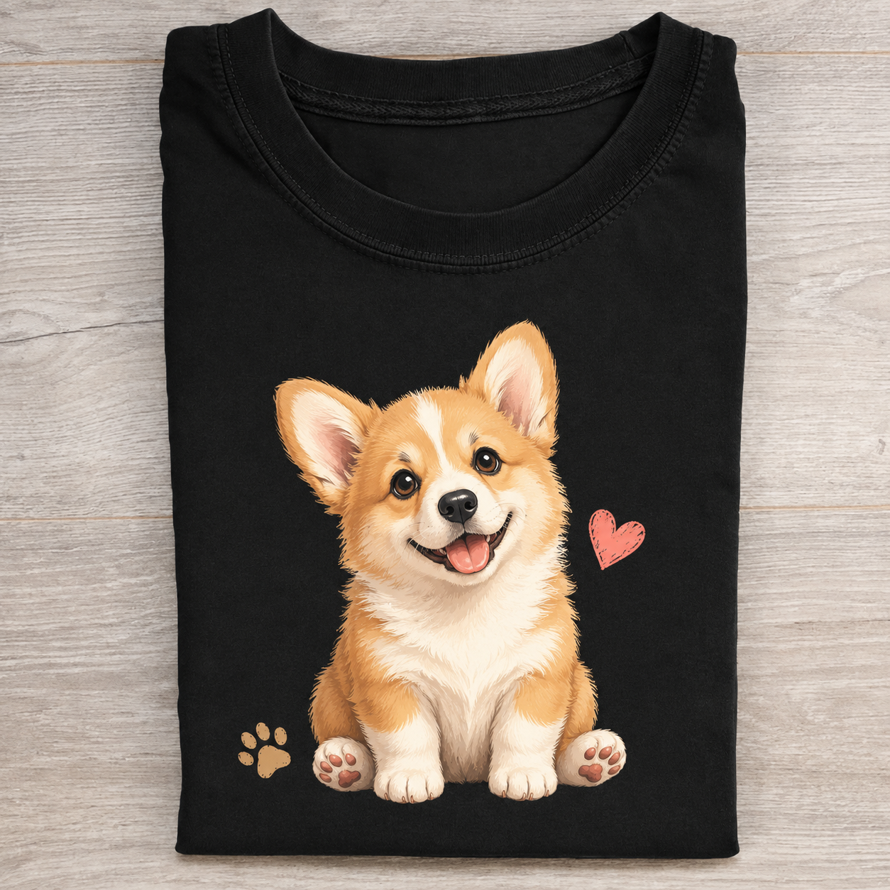 Cute Corgi Heart Graphic T-Shirt