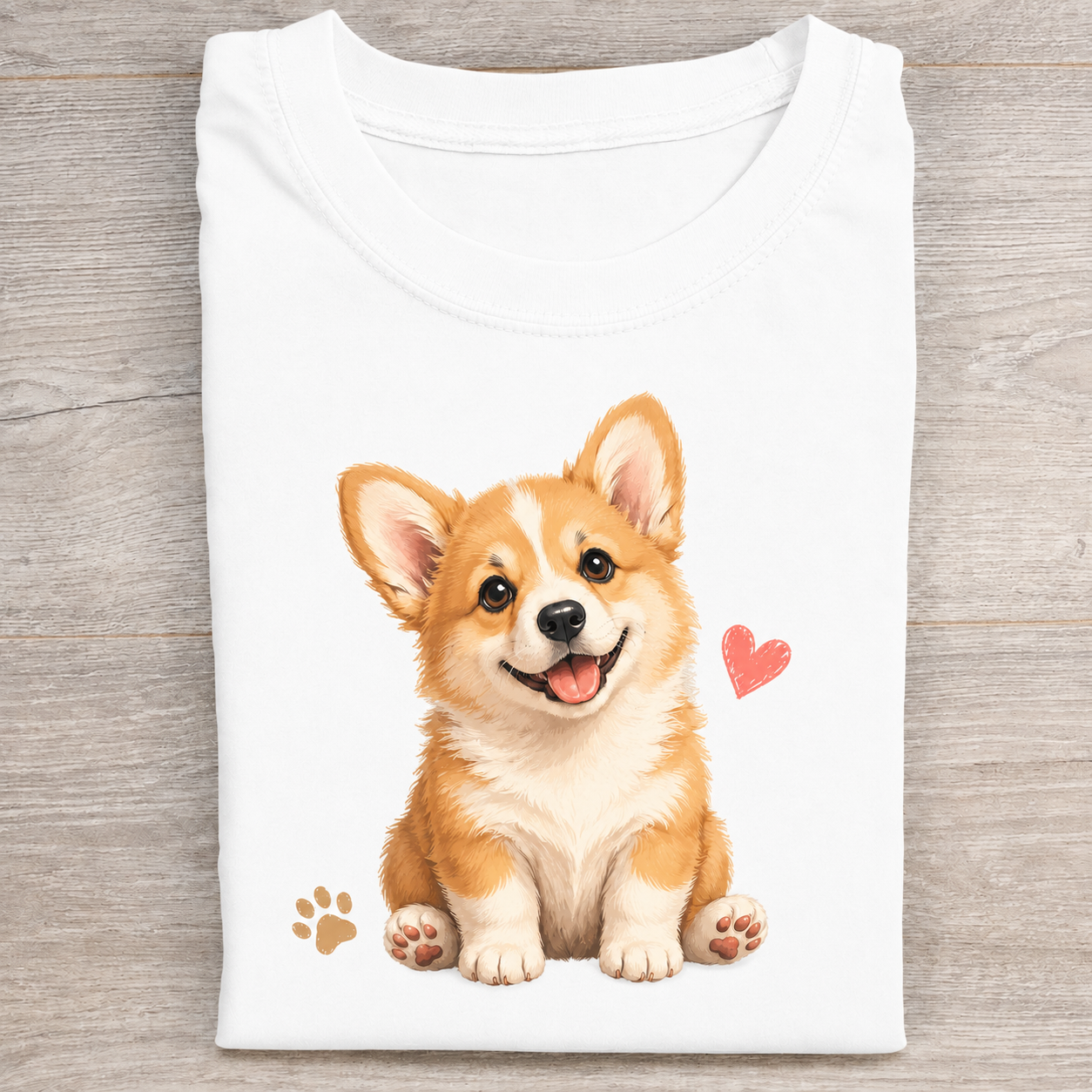 Cute Corgi Heart Graphic T-Shirt