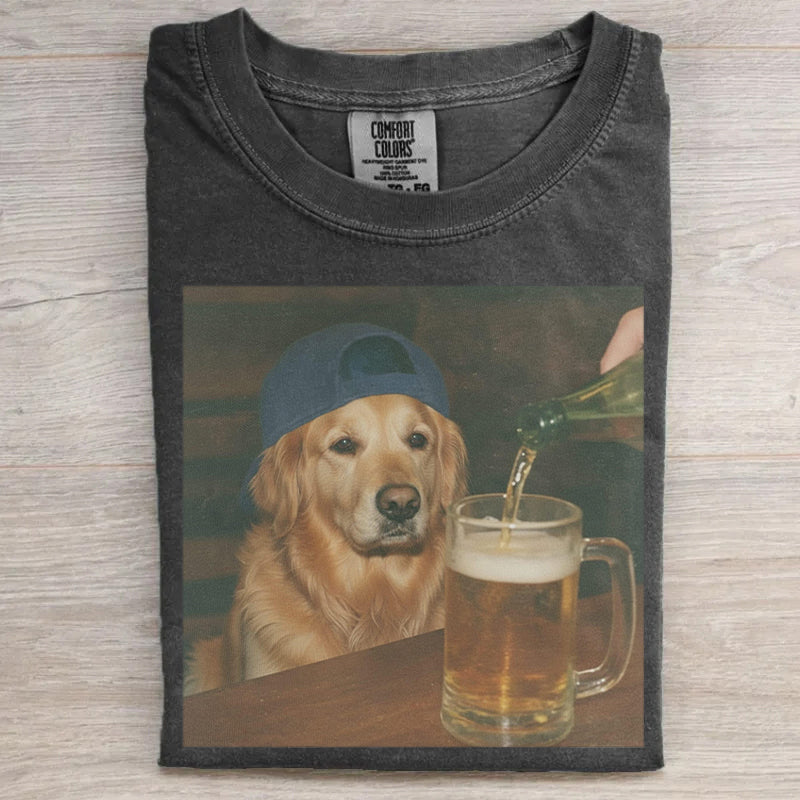 Funny Golden Retriever Drinking Beer T-shirt