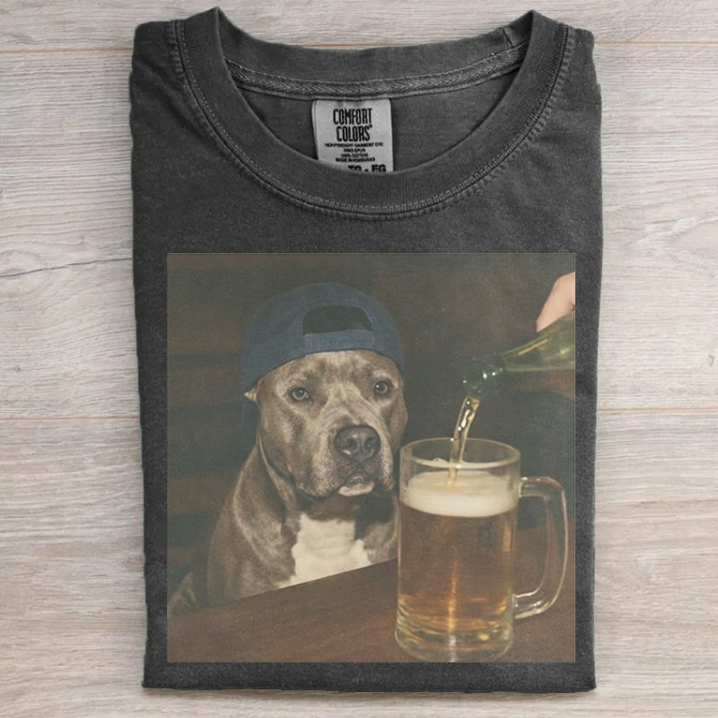 Pit Bull Drinking Beer T-shirt