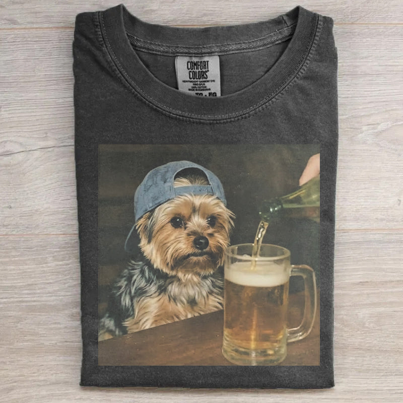 Yorkie Drinking Beer T-shirt