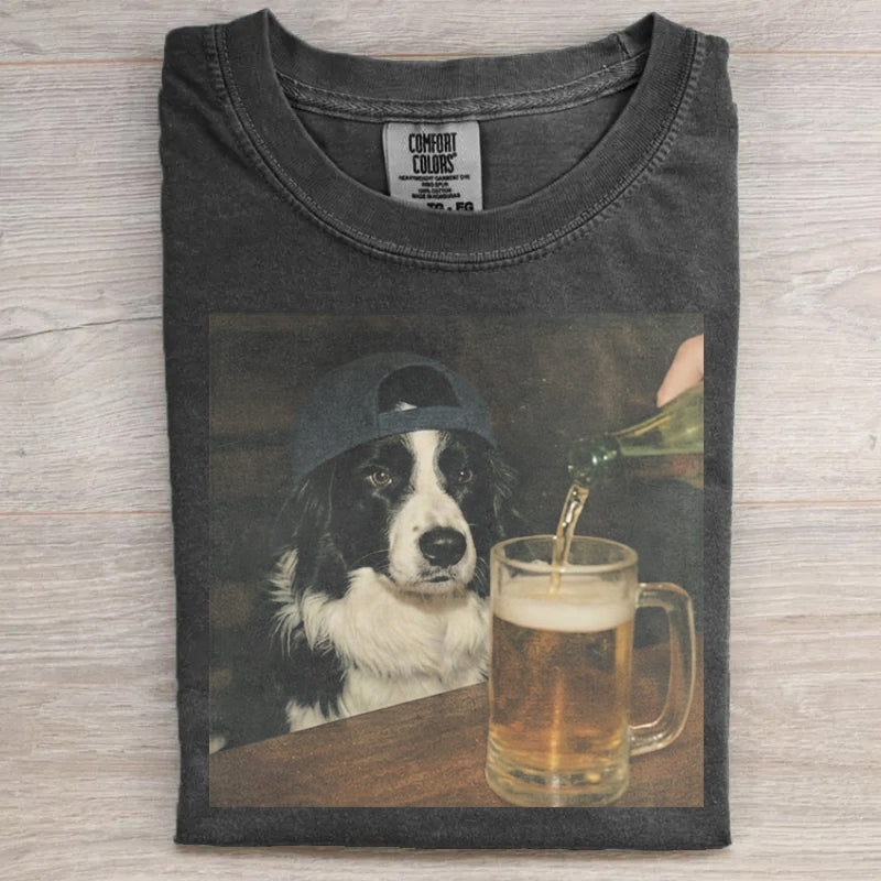 Border Collie Drinking Beer T-shirt
