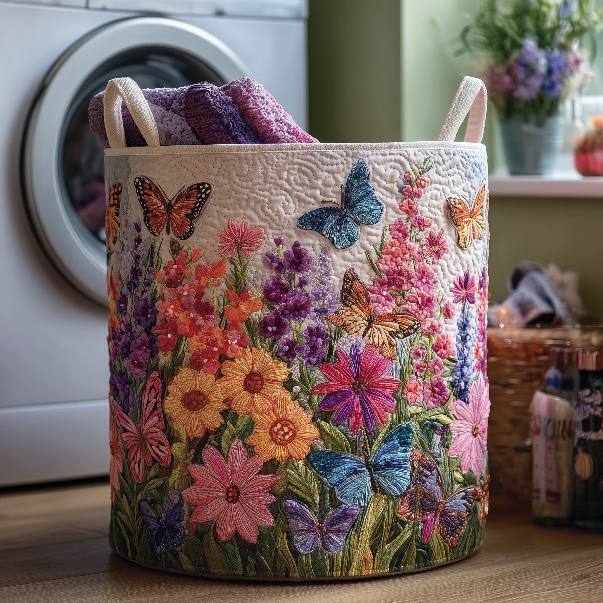 Butterfly Heaven Quilted Laundry Basket GFTOHD9685