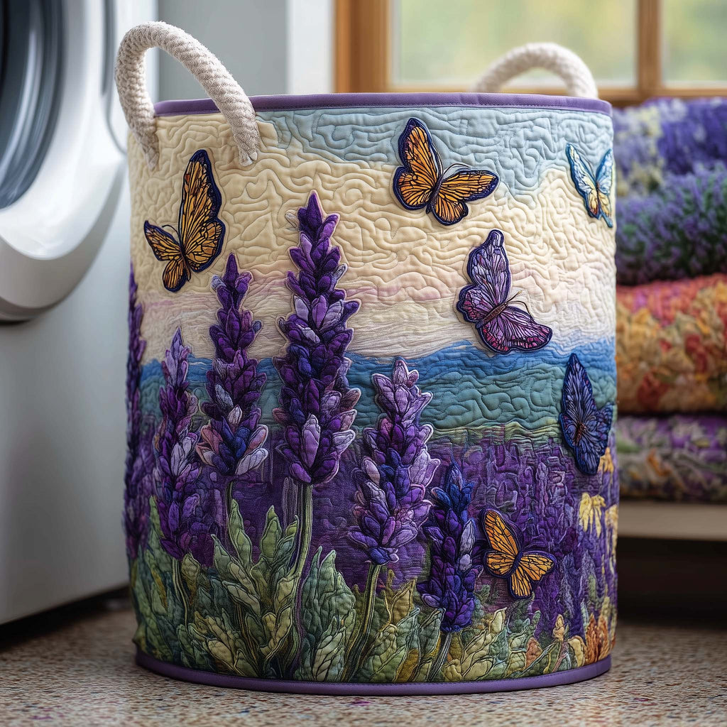 Lavender Flight Quilted Laundry Basket GFTOQM1769
