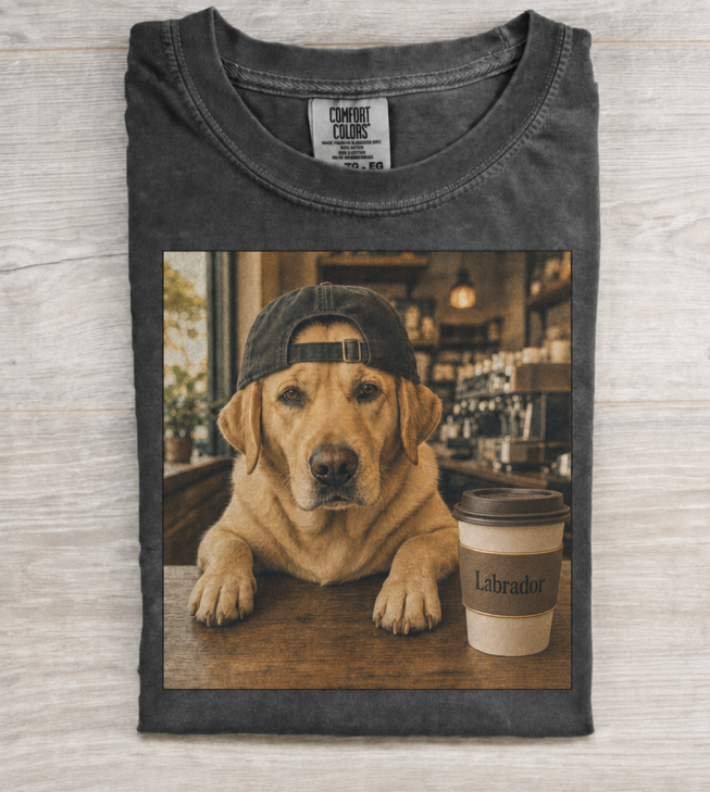Lovely Labrador Cozy Coffee Scene T-shirt