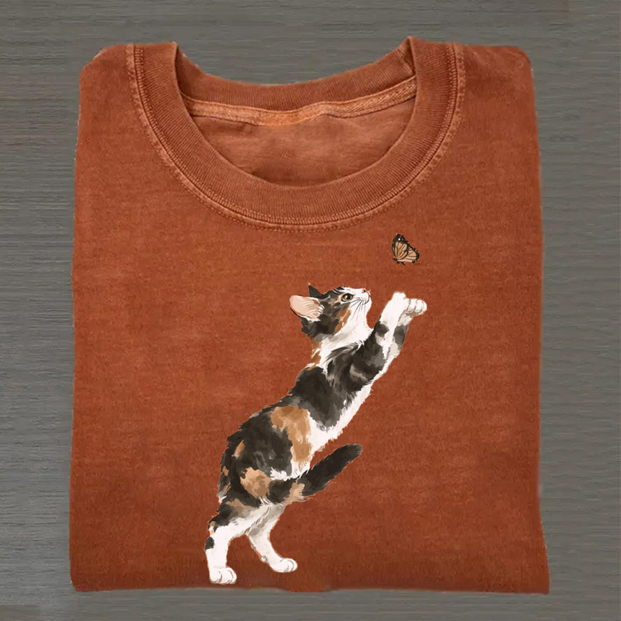 Cat and Butterfly T-shirt