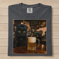 Funny Black Cat Drinking Beer T-shirt