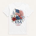 Floral USA Flag 250th Anniversary Teacher T-Shirt - original no-watermark mockup