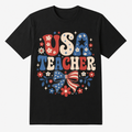 Retro Floral USA Teacher T-Shirt - original no-watermark mockup