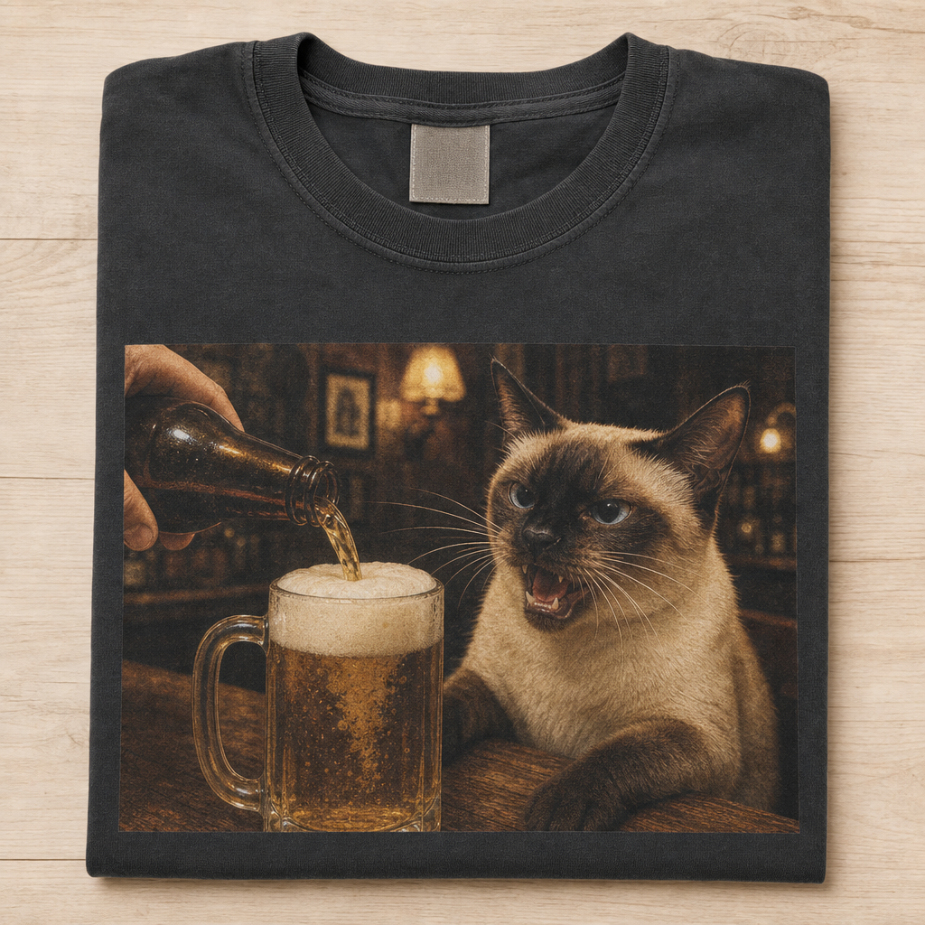 Siamese Drama Cat Beer T-shirt