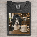 Cute Border Collie Coffee Cafe T-shirt